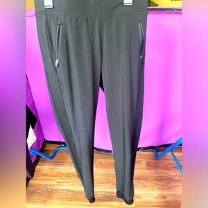 EUC! Athleta Girl Black Nylon Joggers- Girls size L/12. Skinny w/ zipper pockets